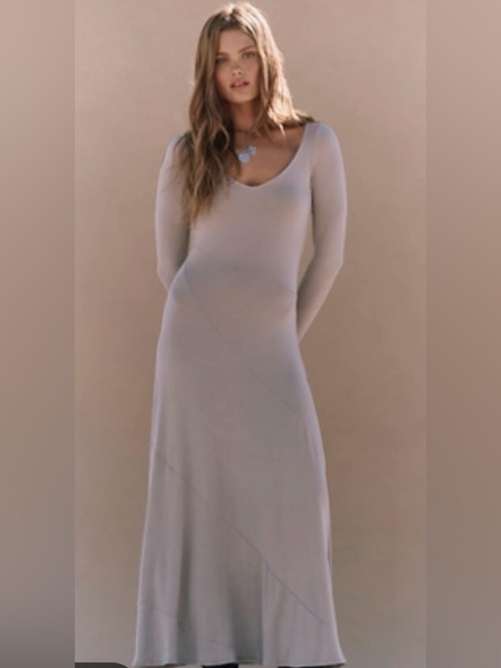 NWT FREE PEOPLE TATIANA MAXI DRESS SILVER